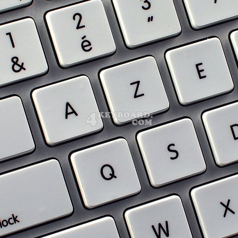 French AZERTY Keyboard Sticker with Blue Lettering ON Transparent  Background is Compatible with Apple