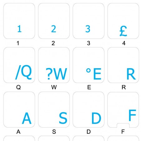 PORTUGUESE BRAZILIAN KEYBOARD DECALS ON TRANSPARENT BACKGROUND WITH BLUE WHITE OR YELLOW LETTERING Red RED