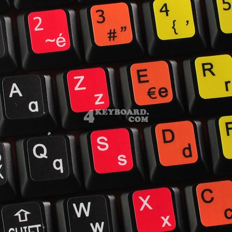 Learning French AZERTY Colored non transparent keyboard stickers