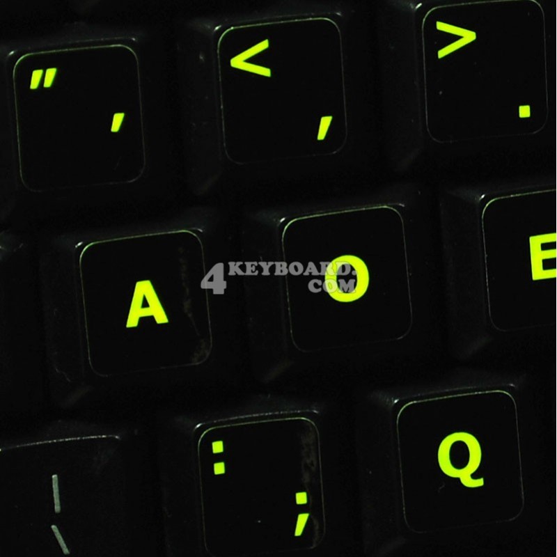 Glow-in-the-Dark Portuguese Keyboard Stickers – Fluorescent Letters