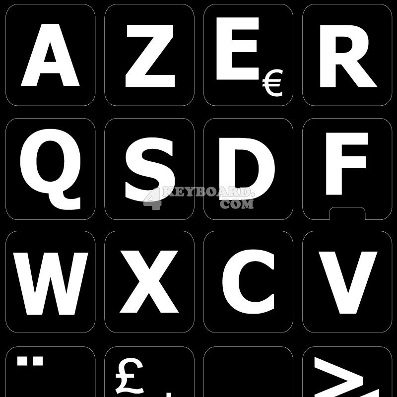 French AZERTY Large Lettering Upper case keyboard stickers