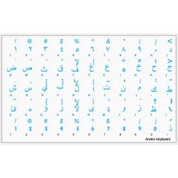 ARABIC TRANSPARENT KEYBOARD STICKERS WITH BLUE LETTERS 