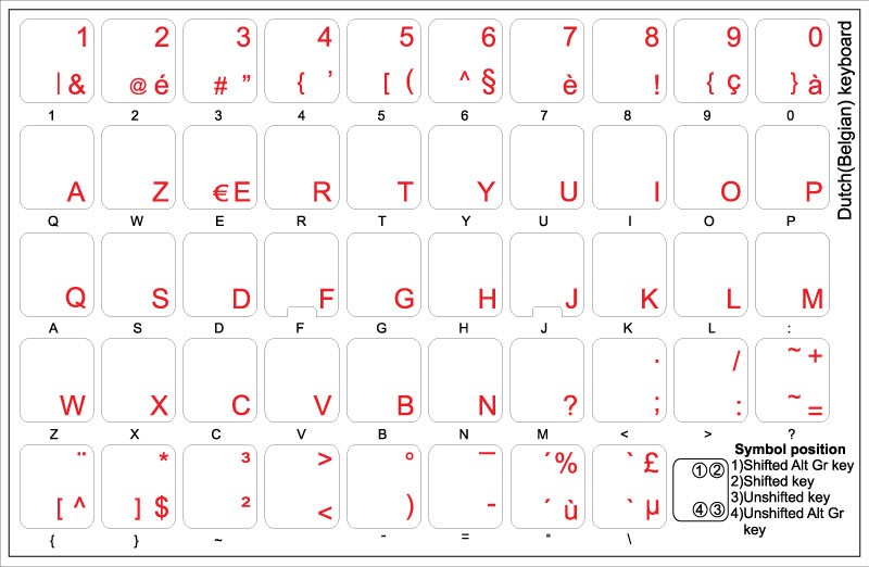 DUTCH BELGIAN KEYBOARD STICKERS WITH BLUE LETTERING TRANSPARENT BACKGROUND FOR DESKTOP LAPTOP AND NOTEBOOK