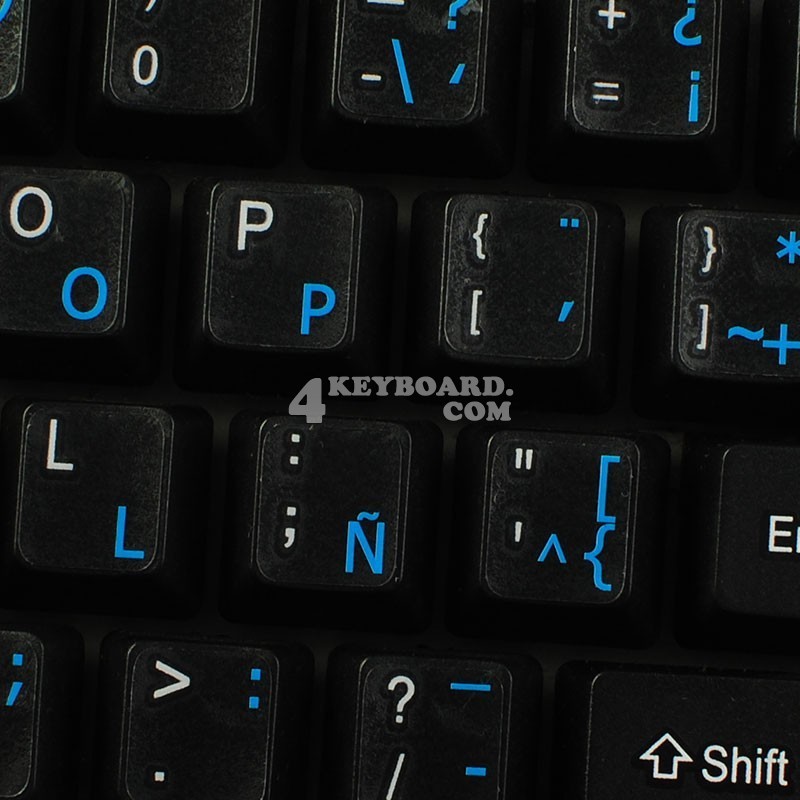 Portuguese-Brazil Keyboard Stickers with Transparent Background with Blue Lettering for Computer LAPTOPS Desktop 