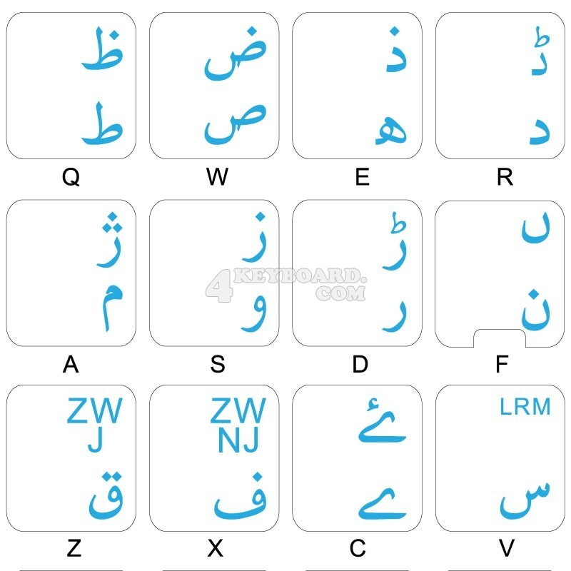 Urdu transparent keyboard stickers