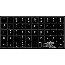 Dvorak non-transparent keyboard  stickers 14x14