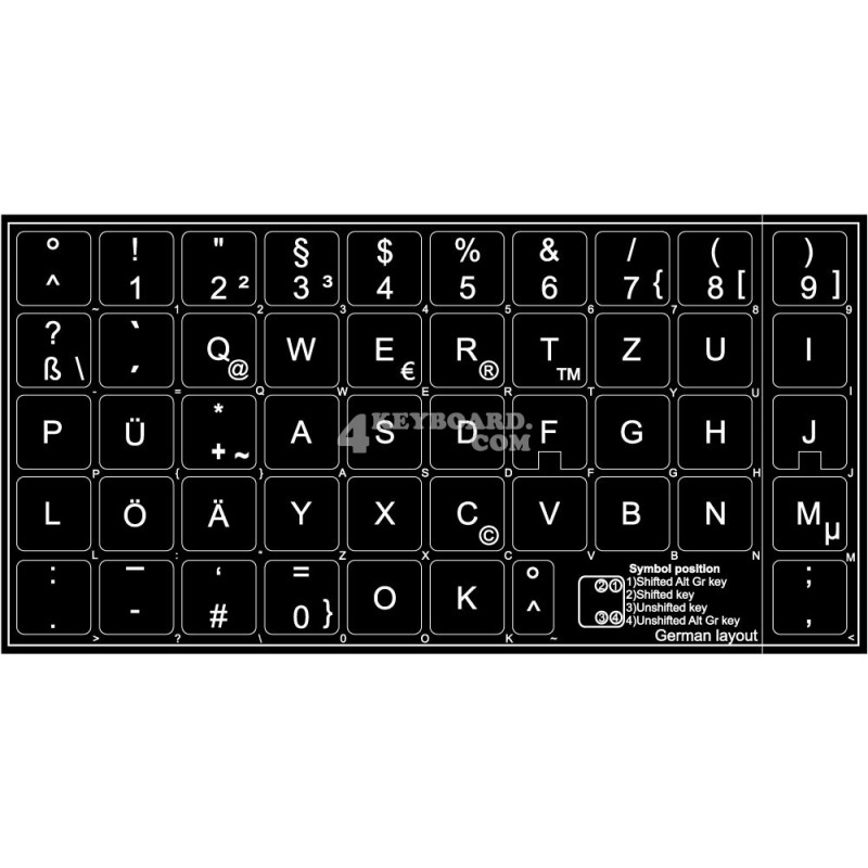 German non-transparent keyboard sticker