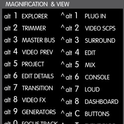 Vegas Pro reference keyboard hotkeys decals for Windows