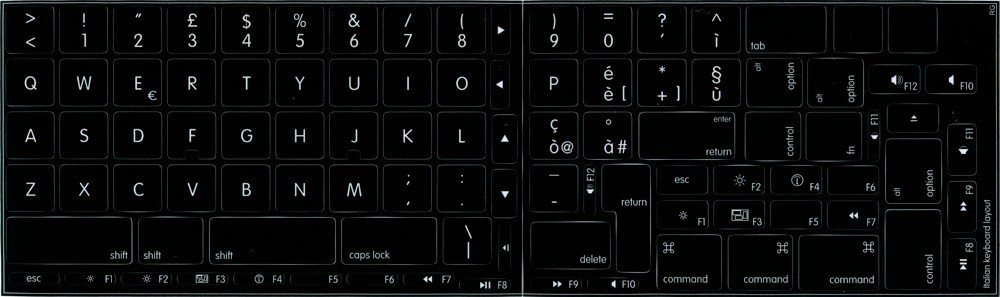 ITALIAN NON-TRANSPARENT KEYBOARD STICKER BLACK