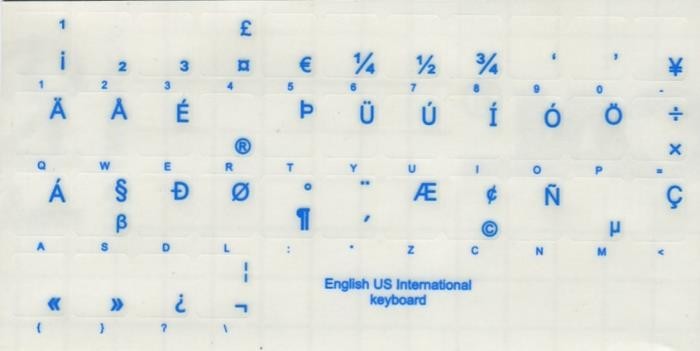 4Keyboard English US International Keyboard Stickers ON Black Background 4Keyboard English US International Keyboard Stickers ON Black Background
