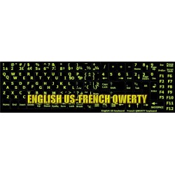 Glowing fluorescent French QWERTY - English keyboard sticker