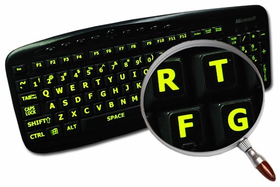 English US Keyboard Fluorescent Sticker Large Black Letters for Computer LapODCA 