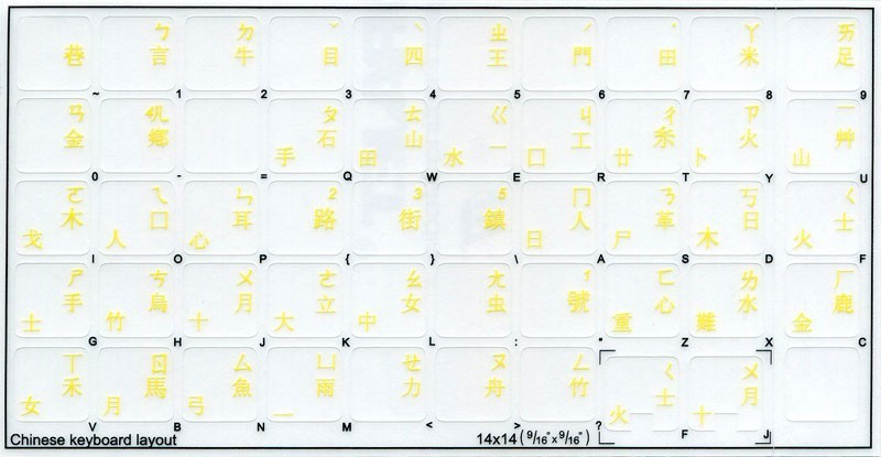 CHINESE TRANSPARENT KEY STICKER ORANGE 