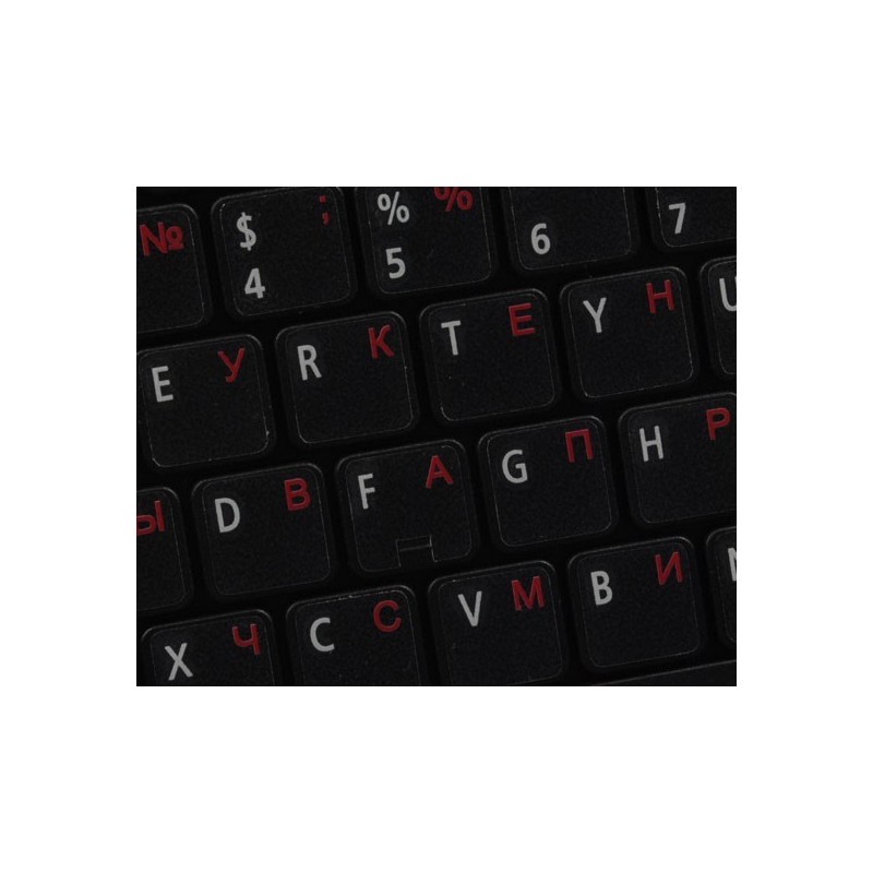 Red Cyrillic Russian Keyboard Stickers – Transparent Vinyl – Universal Car Laptop Decal – Made In France