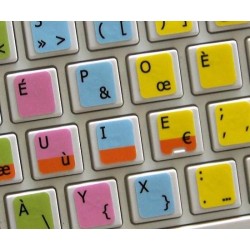 Learning French Bepo Colored Colored non transparent keyboard stickers