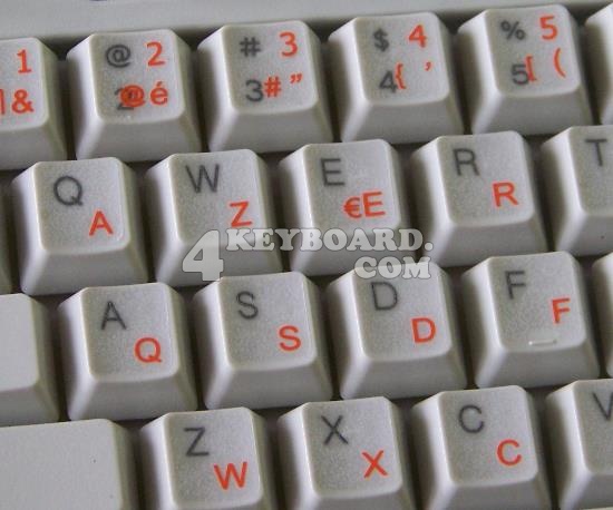 Belgian French Transparent Keyboard Stickers Orange