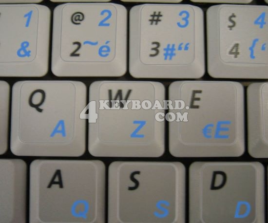 French Azerty Transparent Keyboard Stickers Blue