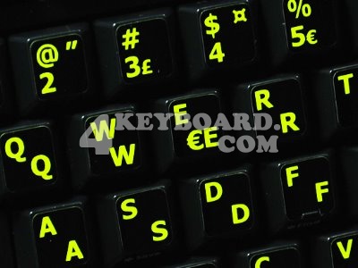 Danish   English US Glowing Fluorescent keyboard stickers are vibrant 